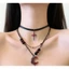Tính khí cổ điển Gothic với mặt trăng đỏ và hạt da, dây chuyền thời trang cho nữ