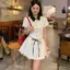 Đầm sơ mi trắng kiểu Pháp mùa hè, dáng eo thon gọn, phong cách ngọt ngào preppy