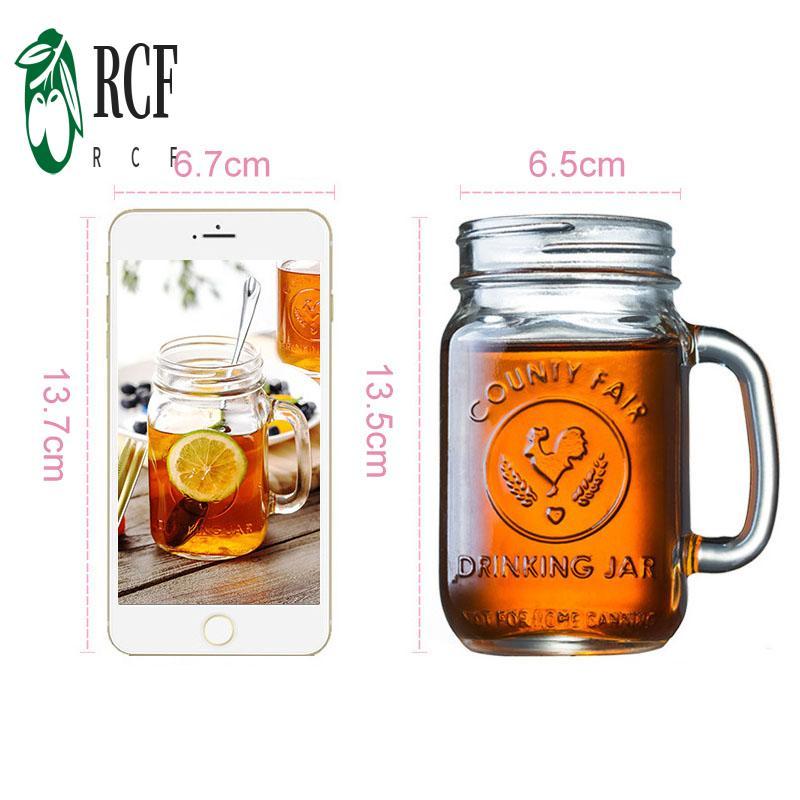 Cốc thủy tinh có nắp & tay cầm Bình thủy tinh bền bỉ cho đồ uống đá Sinh tố & Đồ uống dự tiệc