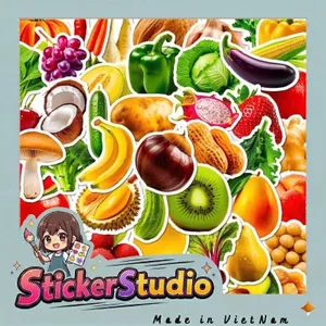 Set 100 Sticker Trái cây nhiệt đới các loại Chống Nước Dán Laptop Vali Mũ Bảo Hiểm Sổ Tay