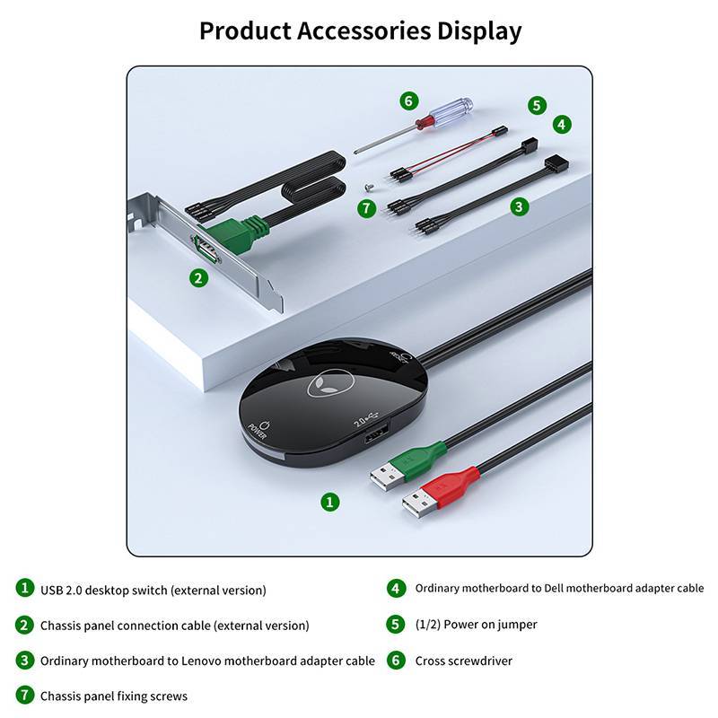 SWEET Máy Tính Để Bàn Công Tắc Đèn LED PC Bo Mạch Chủ Bên Ngoài Khởi Động Nút Nguồn Cáp Nối Dài Cho Văn Phòng Gia Đình 2.0 USB Adapter n