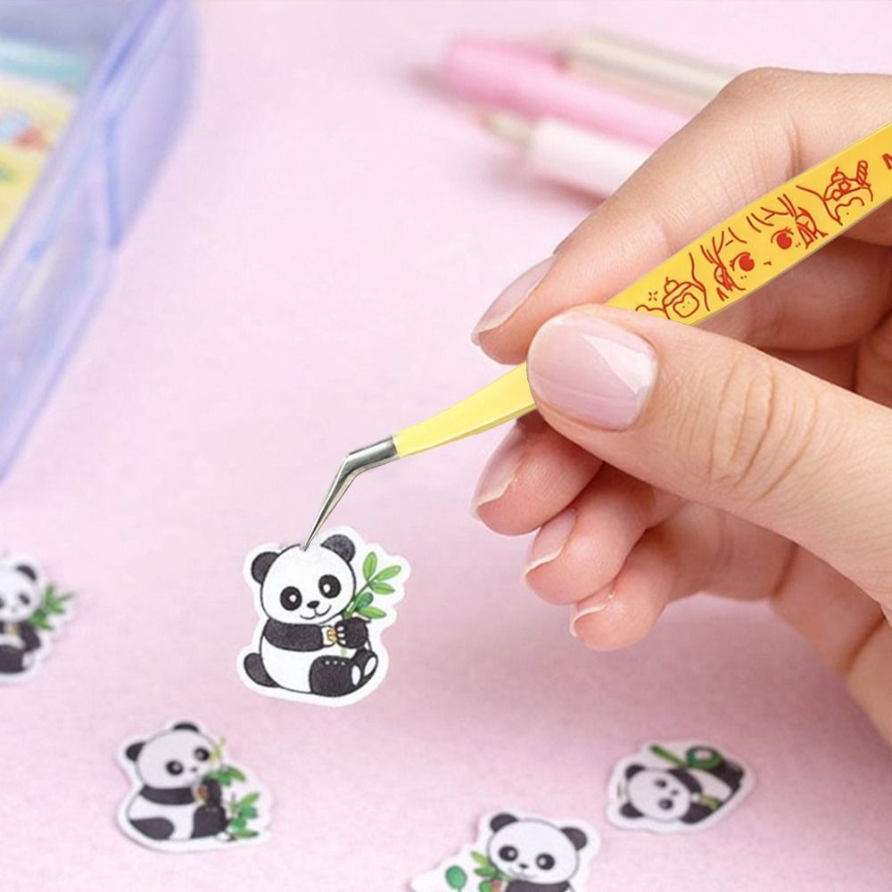 HIGHVIEWLS Cong Dán Nhíp, Nhíp Lông Mi Giả Kim Loại Hoạt Hình, Đa Năng Độ Chính Xác Cao Chống Tĩnh Điện Nối Dài Nhíp Nối Dài Ghép