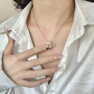 Vòng cổ cỏ ba lá vàng full kim cương, mặt dây chuyền sang trọng, phù hợp phụ nữ retro