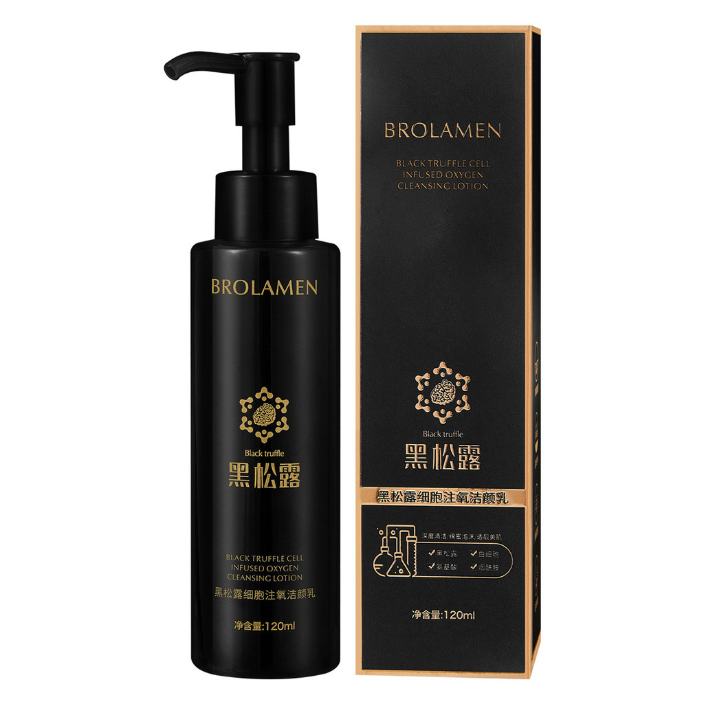 Berlanmeng Chính Thức Đen Truffle Oxy Làm Sạch Sữa Rửa Mặt Sữa Rửa Mặt Kem Dưỡng Ẩm Làm Mới 12.18