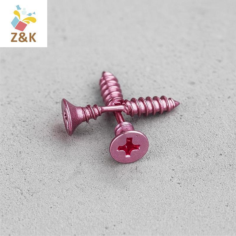 ZK Mới Thời Trang Màu Hồng Ốc Vít Thép Không Gỉ Xương Tai Móng Tay Hợp Thời Trang Bông Tai Cho Nữ Body Piercing Accessorie VN