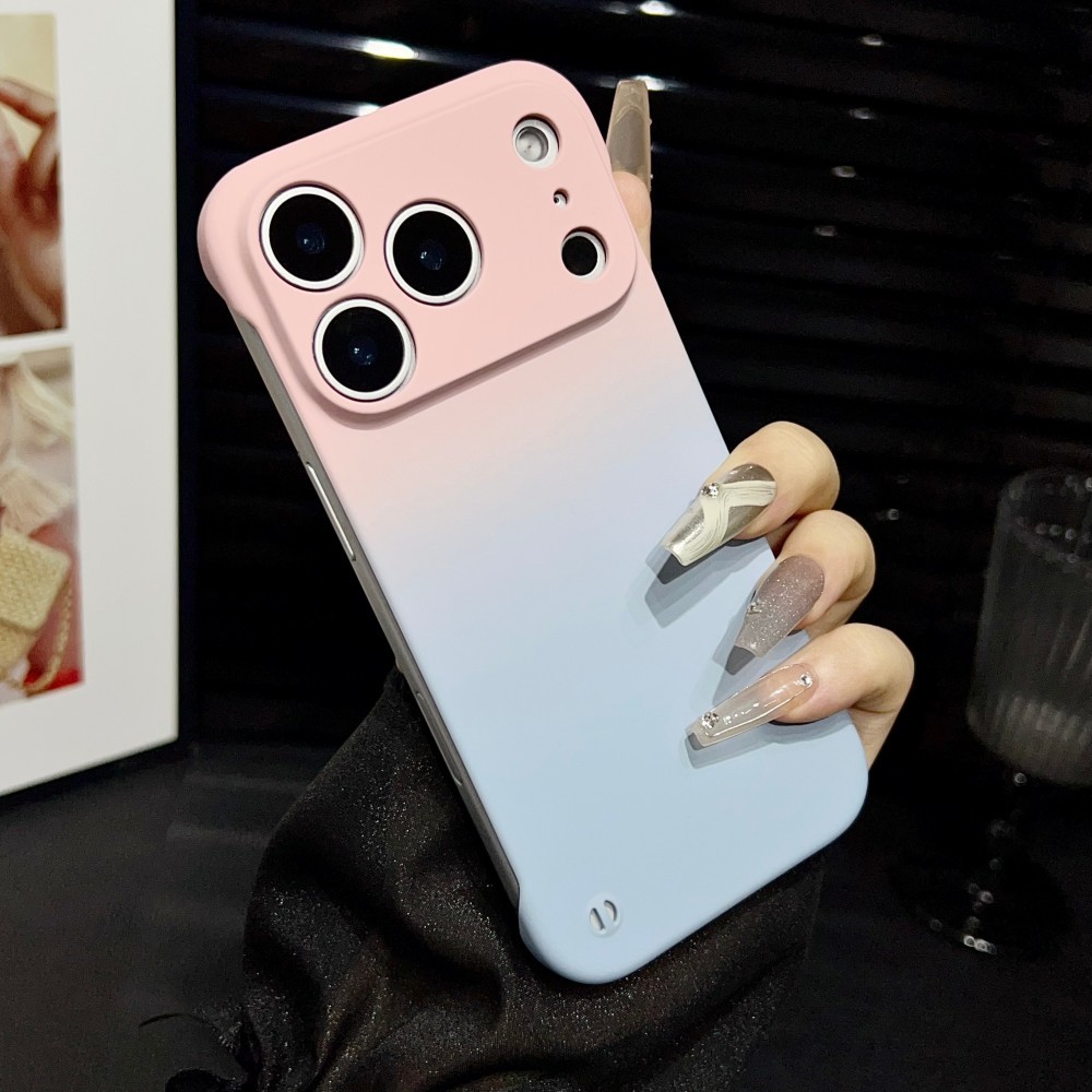 Ốp điện thoại cảm giác da không viền màu Gradient cho IPhone 17 16 15 14 13 12 Pro Promax 17 Air 16 15 14 Plus Vỏ thời trang chống rơi bốn góc chống trượt