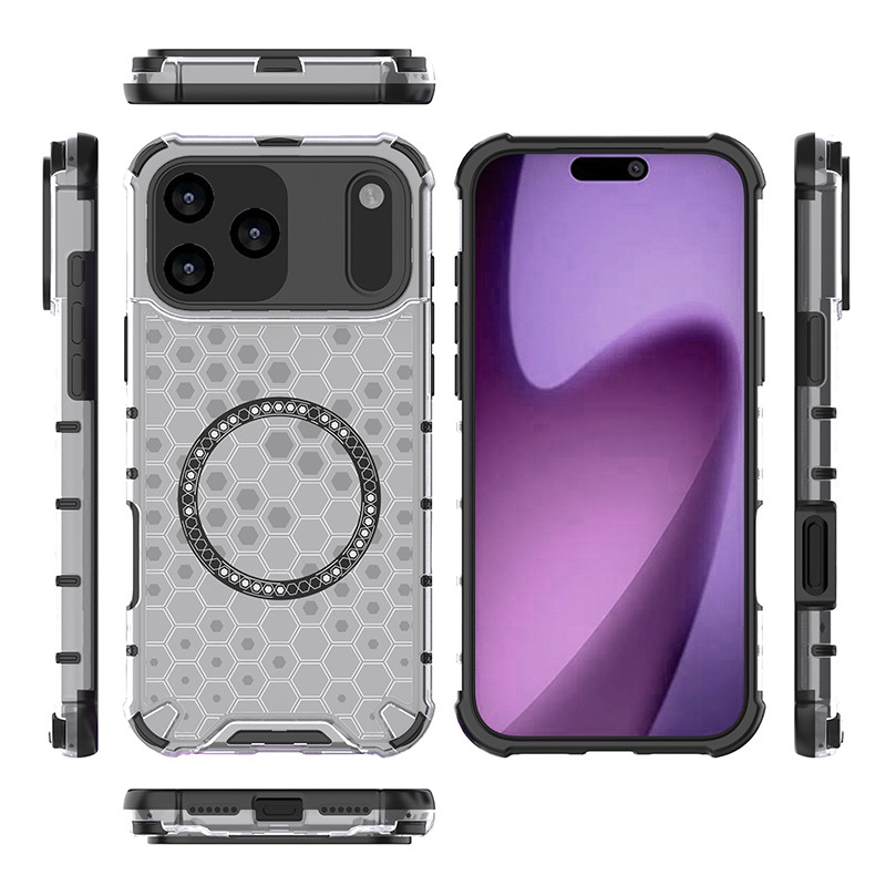 Ốp Điện Thoại Từ Tính Tản Nhiệt Tổ Ong Cho iPhone 17 16 15 14 13 12 11 Pro Max 17 Air 16 15 14 Plus Với Bốn Góc Chống Rơi Da Cảm Giác Bán Trong Suốt TPU + Vỏ PC