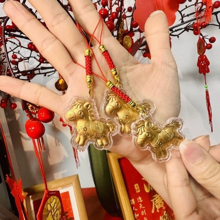 Đa Năng Ngựa Năm Giàu Có Ngựa Mặt Dây Chuyền Móc Khóa Dây Xích Điện Thoại Túi Trang Trí Phụ Kiện