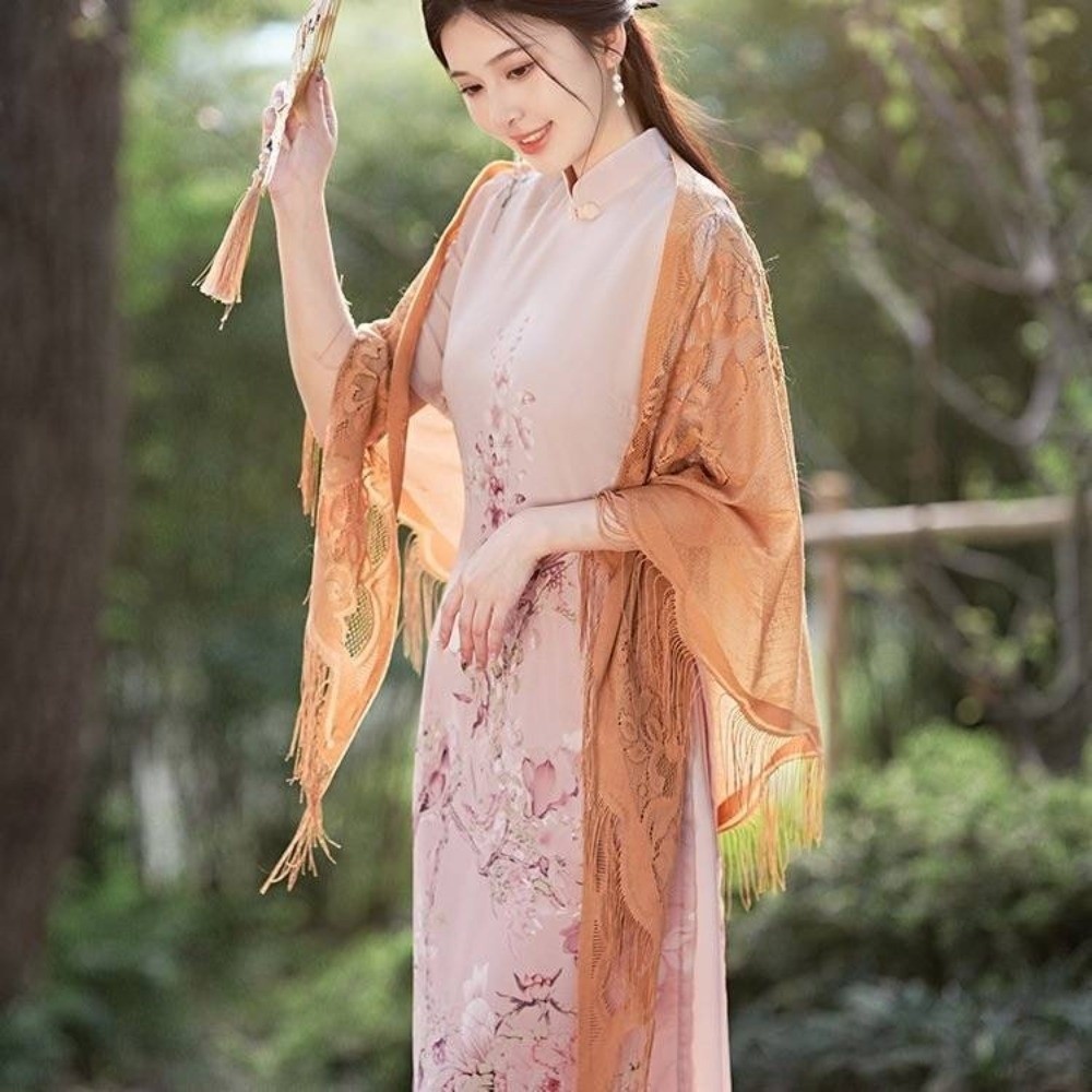 Áo len Cardigan ren HOBBYIN, Khăn choàng ren dài màu tinh khiết, Áo choàng cổ lụa Vải lanh Cotton mỏng móc Openwork Nhẹ Drapey Rỗng Khăn choàng thời trang che đậy