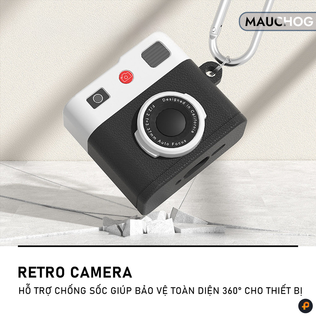 Ốp In Hình Máy Ảnh Camera Retro Cổ Điển Sạc Không Dây Kèm Móc Khóa Cho Airpods Pro 3 2 Airpods 4