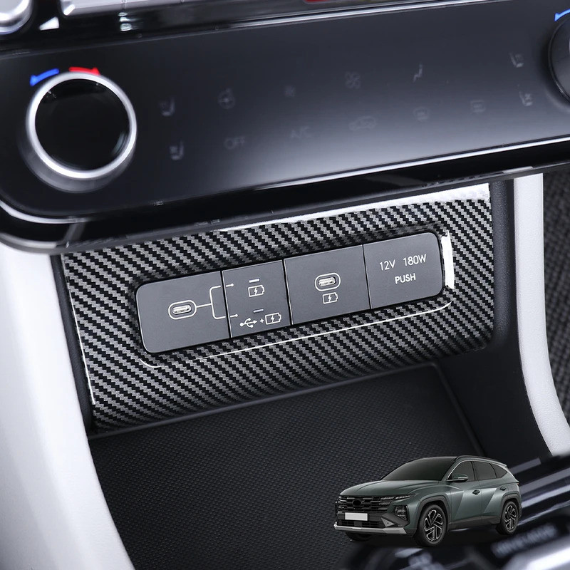 Dành Cho Xe Hyundai Tucson NX4 2025 -2026 Sợi Carbon Phong Cách Nội Thất Bảng Điều Khiển Trung Tâm Bánh Răng Dịch Chuyển Nút Cửa Sổ Chiếu Hậu Gương Bao