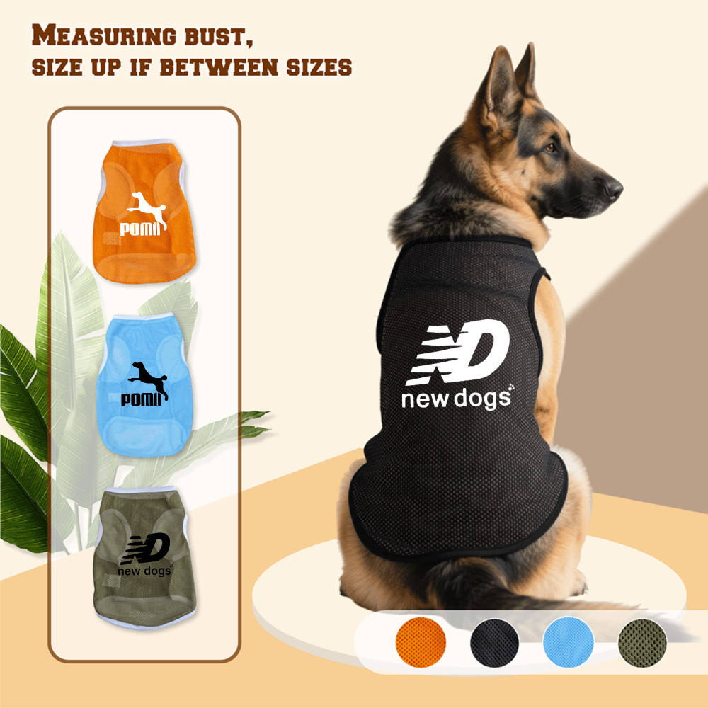 Áo Vest lưới cho chó lớn 3XL-6XL, In hình chó mới / chó nhỏ, kiểu áo chui đầu, có sẵn 4 màu, thoải mái và thoáng khí, có thể giặt được, Thích hợp cho tất cả các chú chó lớn