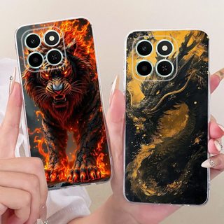 Dành Cho Honor X6c NIC-LX1 Mới Mát Họa Tiết Rồng Hổ Vỏ Điện Thoại HonorX6c X 6C 4G Silicon Mềm TPU