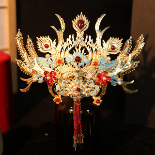 Vương miện xiuhê phượng hoàng cổ điển, phù hợp với phong cách Hanfu, thủ công mỹ nghệ cao cấp.