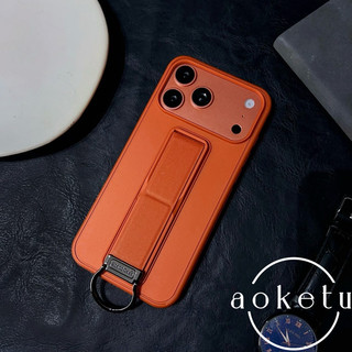 Giá đỡ gấp dây đeo cổ tay tích hợp màu cam mới Thích hợp cho vỏ điện thoại Apple 17 ProMax iPhone 16 Pro Khóa vòng 14 Skin Feel 15 / 13 Vỏ bảo vệ không khí cao cấp