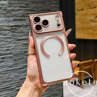 Ốp điện thoại từ tính mạ điện góc phải sang trọng phù hợp cho iPhone 13 14 15 16 17 Pro max vỏ mềm silicon chống rơi bốn góc