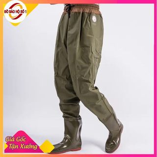Quần Ủng lội nước dài liền quần đế kếp màu nâu, quần ủng bảo hộ lao động, ủng câu cá, ủng thủy sản Bền
