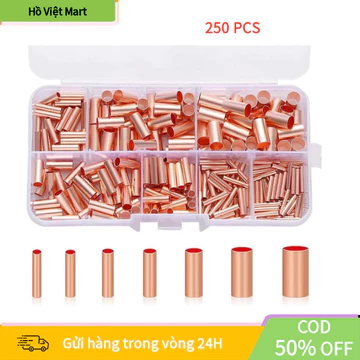 【Hồ】Bộ Cos Đồng 250 Cái, Đầu Nối Dây Ống Đồng Nhỏ Chất Lượng Cao, Chống Rỉ Sét