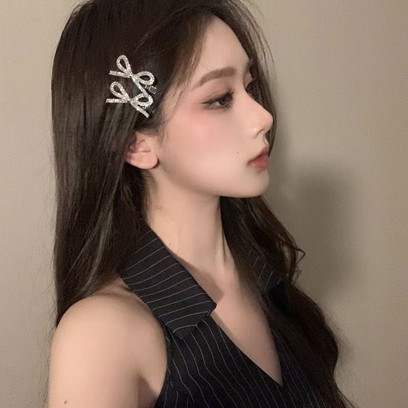 Kẹp tóc có nơ và kim cương giả nhấp nháy, dành cho cô gái