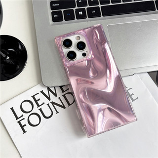 Vỏ Vuông Cổ Điển Sang Trọng Thời Trang Màu Hồng Họa Tiết Lụa Cho iPhone 17 16 15 13 14 Pro Max