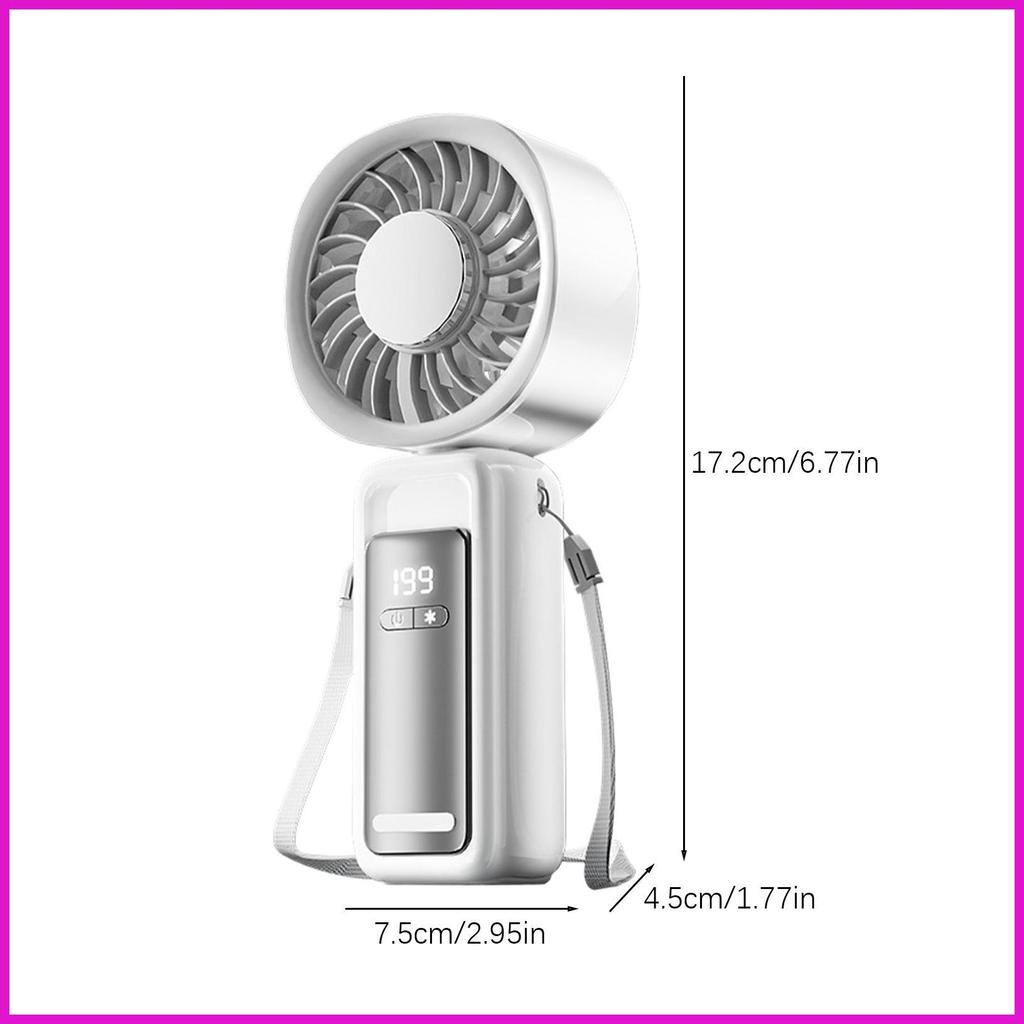 Quạt di động Màn hình LED có thể điều chỉnh có thể gập lại Máy làm mát cầm tay có thể sạc lại Quạt cá nhân di động cho du lịch mùa hè lyuvn
