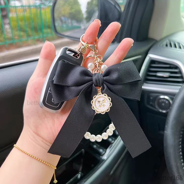 Túi Chìa Khóa Mặt Dây Chuyền Phụ Kiện Giả Ngọc Trai Nơ Móc Khóa Dễ Thương Đính Hạt Vòng Tay Cho Ví Túi Ba Lô Xe Charm
