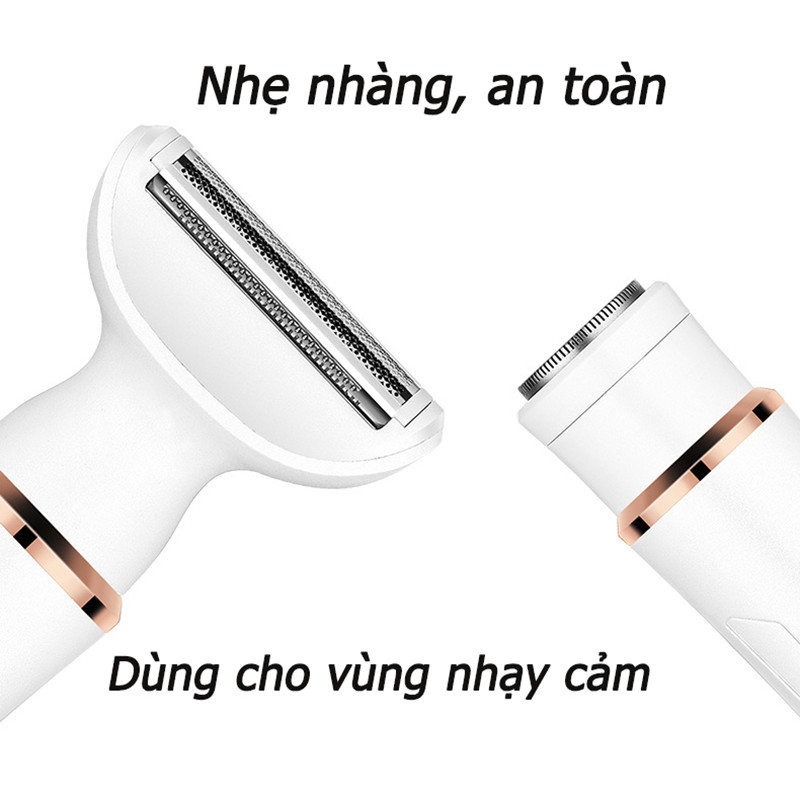Máy triệt lông toàn thân 4 trong 1, triệt lông không đau, sạc qua USB, thời lượng pin siêu bền, an toàn và dưỡng da.