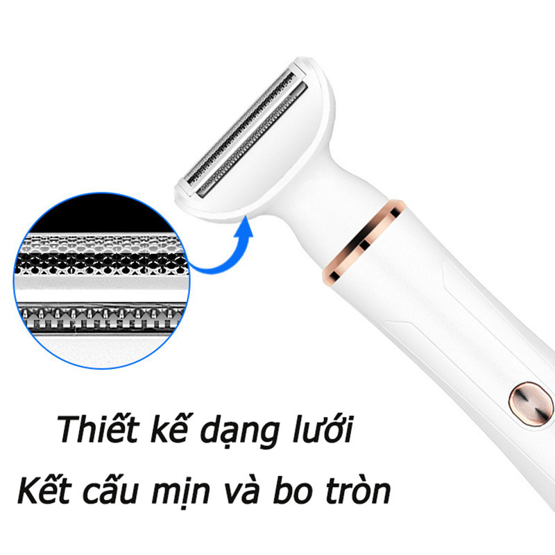Máy triệt lông toàn thân 4 trong 1, triệt lông không đau, sạc qua USB, thời lượng pin siêu bền, an toàn và dưỡng da.