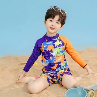 Đồ BơI ChốNg NắNg Bé Trai HọA TiếT KhủNg Long, áO + QuầN + Mũ, VảI đồ đồ BơI Cho Bé Trai