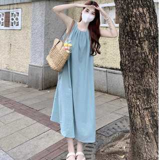 Đầm đi biển phong cách Pháp cho nữ, thiết kế mùa hè độc đáo, đầm tank không tay trẻ trung