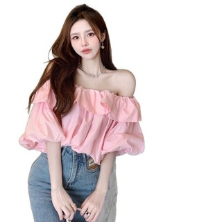[Sẵn Sàng] Áo Sơ Mi Voan Thời Trang Nữ Cao Cấp Tay Ngắn Gia Vị Cô Gái Cổ Vuông Màu Trơn Pháp Retro Mùa Hè Áo Sơ Mi Tay Ngắn Voan Vai