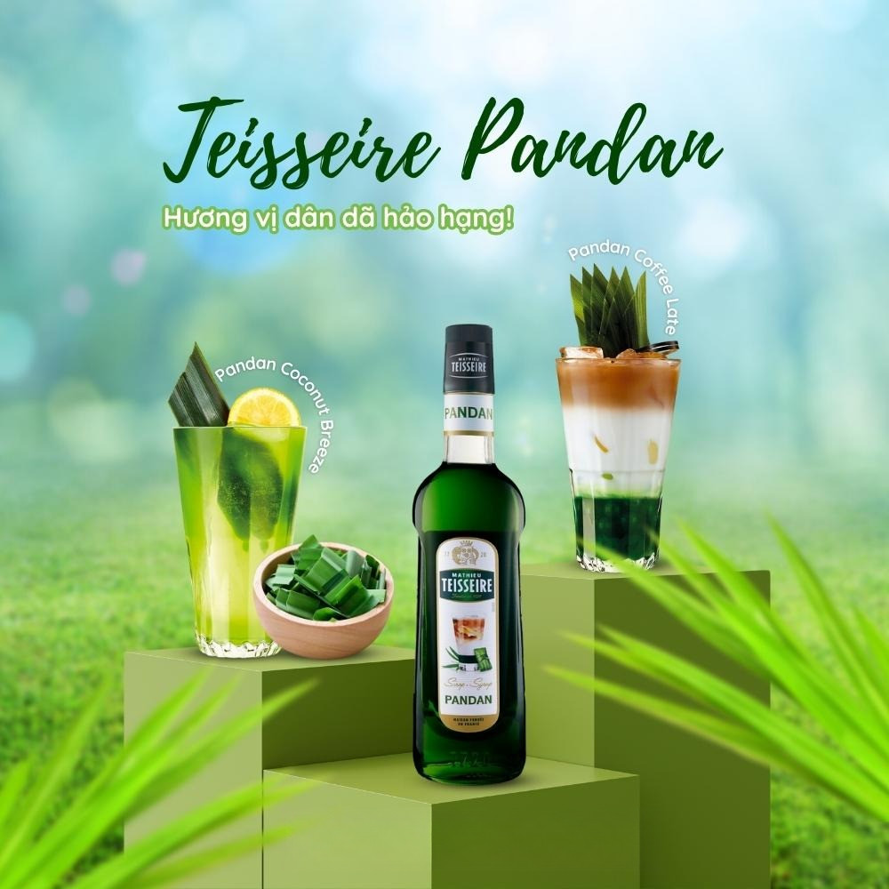 Siro Teisseire Pandan 700ml Vị Lá Dứa, Syrup Cao Cấp Thơm Ngon Độc Đáo Hoàn Hảo Cho Pha Chế