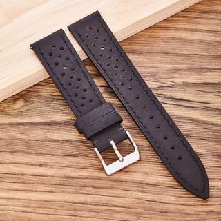 Nhiệt đới Lớp đầu tiên Top-grain Dây đeo đồng hồ da thật 18mm 19mm 20mm 21mm 22mm 24mm Lỗ thông hơi thoáng khí Thay thế dây đeo cổ tay cho nam nữ Thể thao Rally Racing