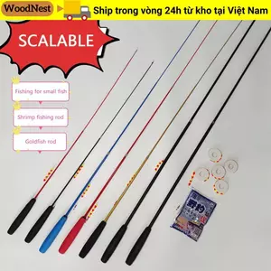 Bộ cần câu WOODNEST Full Set dành cho trẻ em, bao gồm máy câu sợi thủy tinh và các phụ kiện câu cá tiện lợi.