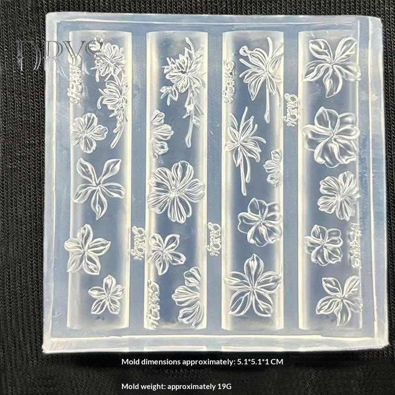 Khuôn silicon làm hoa móng tay 5 chân, họa tiết nổi 3D, dụng cụ đổ sơn tạo hình trang trí móng