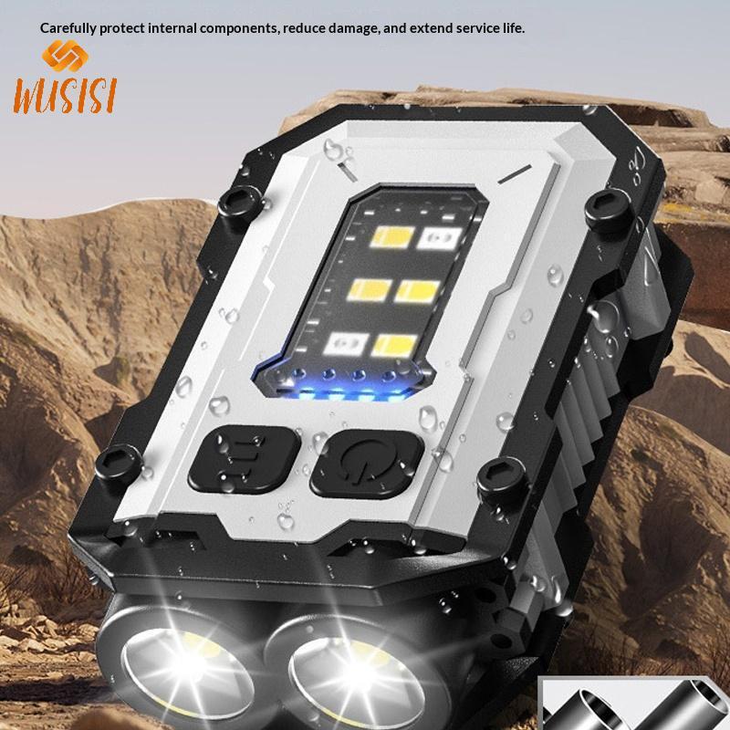 [WUSISI] Đèn móc khóa Mini cầm tay LED chống mất Đèn pin sáng cao Nguồn sáng kép Cắm trại ngoài trời Dụng cụ câu cá Đèn pin MỚI
