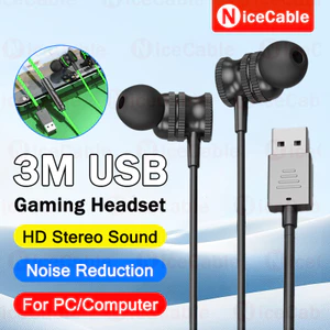 Tai nghe chơi game máy tính USB 3M Tai nghe có dây trong tai chất lượng âm thanh HiFi Tai nghe khử tiếng ồn cuộc gọi HD có Mic cho PC / Laptop / Máy tính để bàn