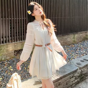 Đầm bohemian trắng pháp sang trọng, dài tay dành cho đầu xuân-hè và ngày lễ