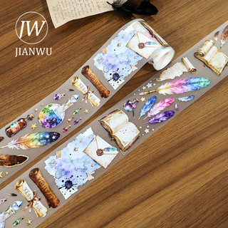 JIANWU 70mm * 200cm Vintage Phantom Da Chữ Phong Cảnh Chất Liệu Cắt Kéo Thêu Sò PET Băng Tạp Chí Sáng Tạo Văn Phòng Phẩm