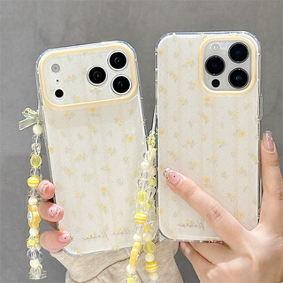 Họa tiết hoa màu vàng + vòng tay cho iphone17promax 16promax 15promax 15pro iphone15 14promax ốp lưng TPU iphone mới chống bụi