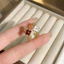 Nhẫn nữ phong cách Hàn Quốc, màu đỏ trắng, men kim cương dát zircon, thiết kế tinh tế và dễ dàng điều chỉnh