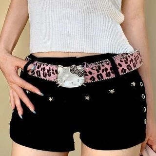 Leopard Print Horsehair Series Belt KT Cat Head Belt y2k Phụ kiện phù hợp
