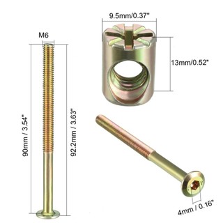 Bộ 4 Bu Lông Nội Thất Bộ Đai Ốc M6x70 / 75 / 80 / 85 / 90 / 100mm M6 Lục Giác Ổ Cắm Vít Có Thùng Hạt Phillips-S Rãnh Mạ Kẽm Mới