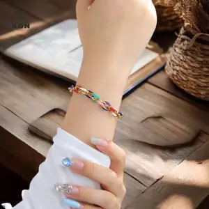 Vòng tay thép titan thiết kế liên kết Cuba, thép không gỉ mạ vàng 18K, thời trang bền màu