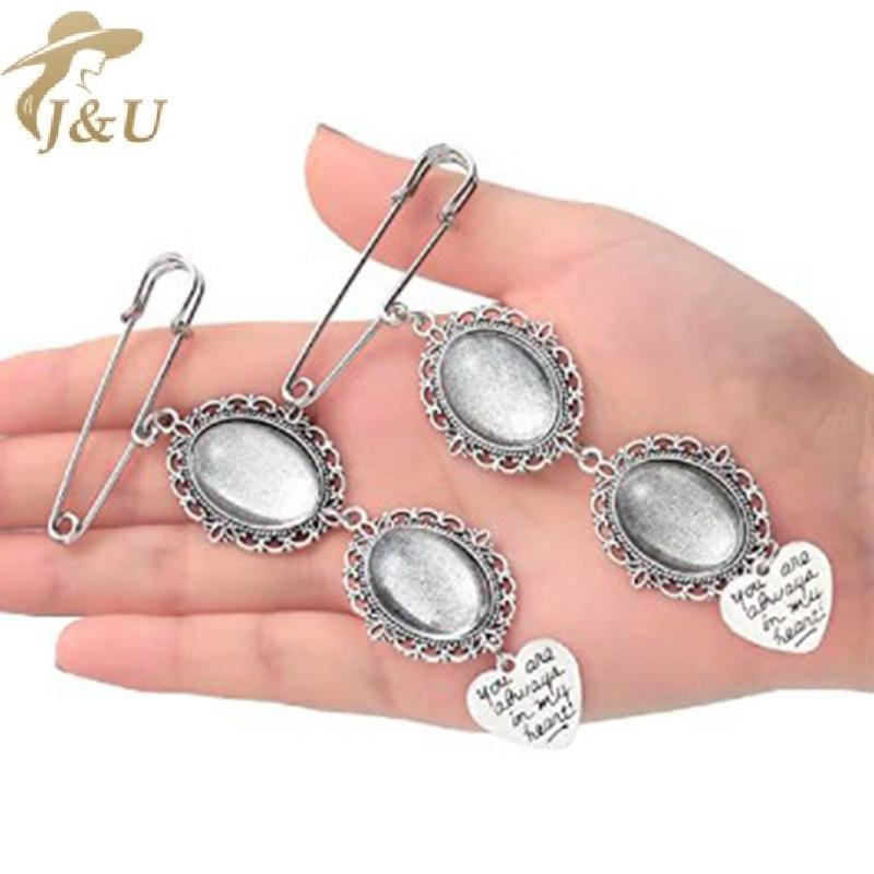 JU Cưới - Bó Hoa Ảnh Quyến Rũ DIY kèm Pin Trâm Cài và Mặt Dây Chuyền Lace Charm Hình Bầu Dục cho Ngày Lễ Trái Tim