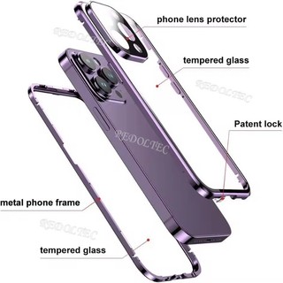 Ốp điện thoại OPPO Reno 15 15Pro 15 Pro Max 5G Bảo vệ toàn bộ ống kính Vỏ kim loại từ tính OPPO Reno 15 Pro Mặt trước hai mặt kính mặt sau Vỏ điện thoại toàn thân có khóa