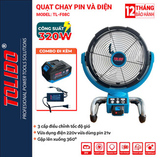 (CHÍNH HÃNG) Quạt tích điện Tolido, vừa dùng pin, vừa dùng điện trực tiếp. 3 tốc độ gió, lồng quạt lớn, có hẹn giờ, quay