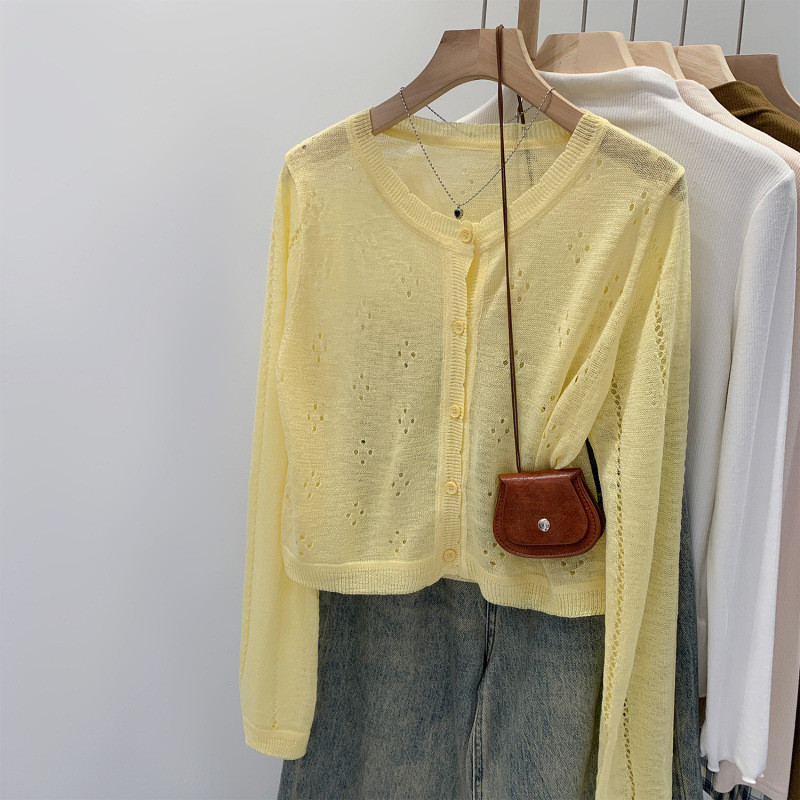 Rỗng Kem Chống Nắng Dệt Kim Cardigan Nữ - Phong Cách Mới Phương Tây, Thích Hợp Mùa Hè, Tạo vẻ Trẻ Trung
