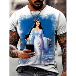 Áo thun nam Kitô giáo Chúa Giêsu Cross 3D In hình mùa hè Cổ chữ O ngắn tay Áo thun ngoại cỡ Tee Harajuku Áo Unisex Quần áo