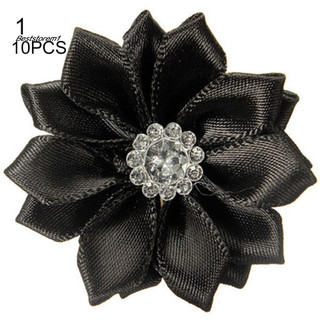 Cửa hàng tốt nhất| 10 Chiếc 4cm Satin Ruy Băng Hoa Sáng Bóng Đính Kim Cương Giả DIY Cưới Thủ Công